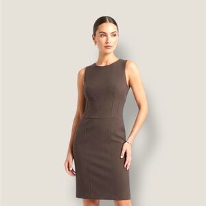 Adrienne Vittadini Sleek Chocolate Brown Midi Sheath Dress